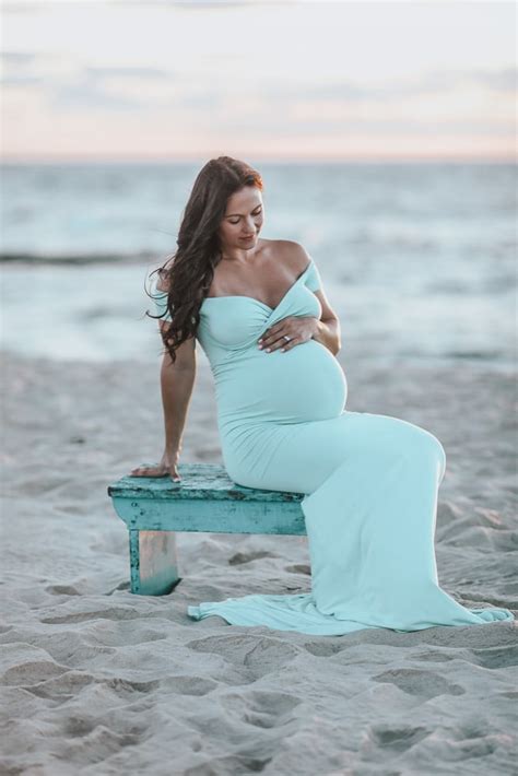 Maternity Photoshoot On The Beach At Sunrise Fit Mommy In Heels