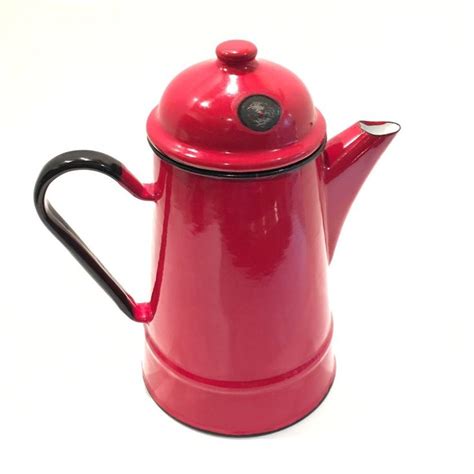 Vintage Dark Red Rero Enamel Coffee Pot In Beautiful Condition This Is