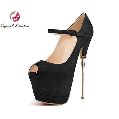 Original Intention Sexy Women Pumps Fashion Peep Toe Half Metal Stiletto Heels Pumps 7 Colors