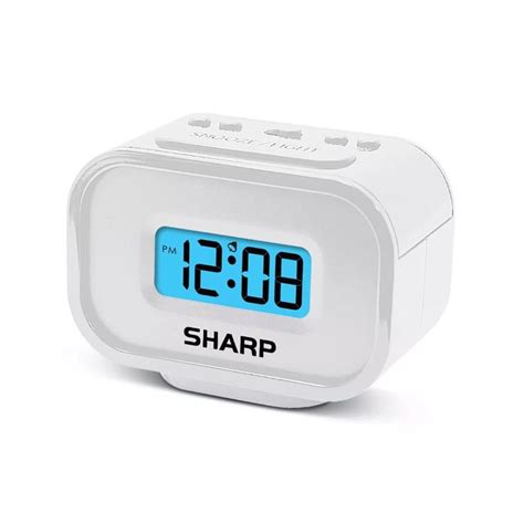 Compact Battery Operated Digital Alarm Clock White Sharp Digital