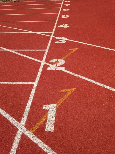 Hd Wallpaper Brown Track Field Red Track And Field Track With Numbers