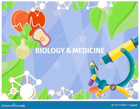 Banner Of Biology And Medicine As Natural Sciences Stock Vector