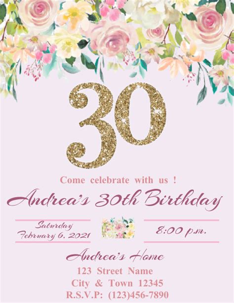 30th Birthday Invitation Template Postermywall