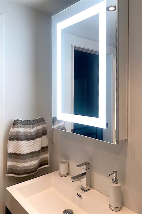 Single Bathroom Mirror Medicine Cabinet With Built In Lights All