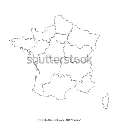 France Map Regions Vector Line Illustration 스톡 벡터로열티 프리 1042394755