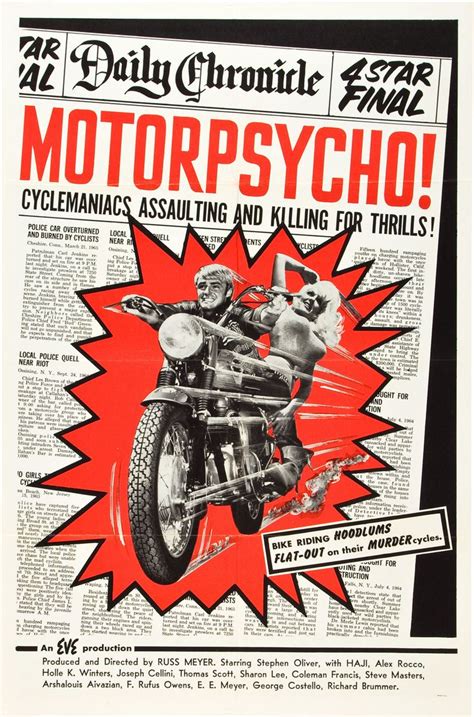 Motor Psycho Russ Meyer 1965 Movie Posters Vintage Biker Movies