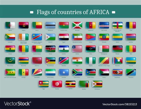 Flags Countries Africa Glossy Buttons Set Vector Image