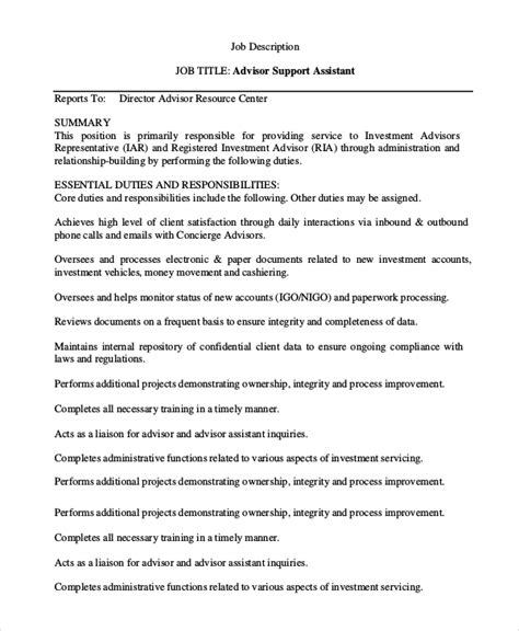 Finance assistant job description sample. FREE 7+ Sample Financial Advisor Job Description Templates ...