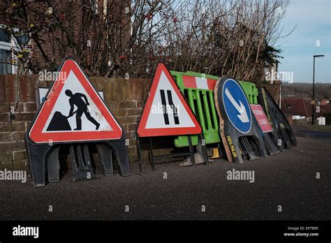 Variety Of Roadwork Signs Stock Photo Alamy