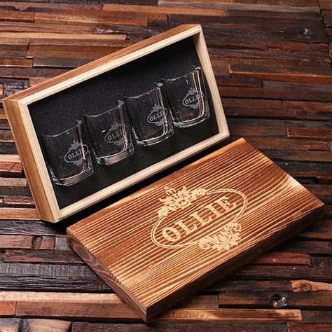Personalized Engraved Shot Glasses W Keepsake Box Set Of 4 Teals Prairie And Co ® Reseller Site