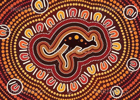 Aboriginal Art Vector Background With Kangaroo Download Graphics