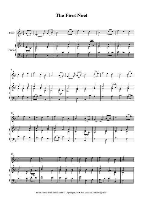 The First Noel Sheet Music For Flute