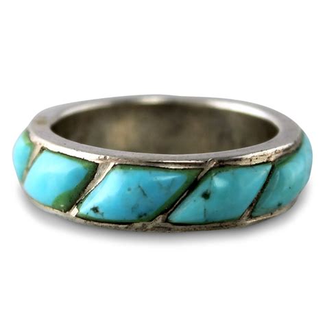 Southwestern Silver Turquoise Ring Sterling Silver Raised Cabochon