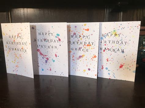Personalised Happy Birthday Card Paint Splatter Design Etsy