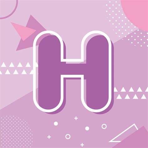 Typography Letter H Design Graphic Memphys Style Color Purple Letter