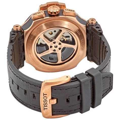 tissot t115 427 37 051 01 men s t sport t race automatic chronograph black rubber strap watch