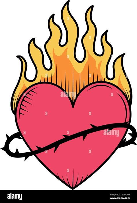 Flaming Heart Tattoo Stock Vector Image And Art Alamy