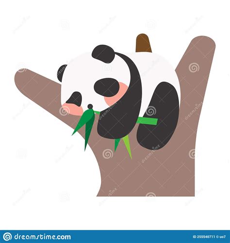 Cute Cartoon Baby Panda Panda Climbing On Tree Holding On To Trunk