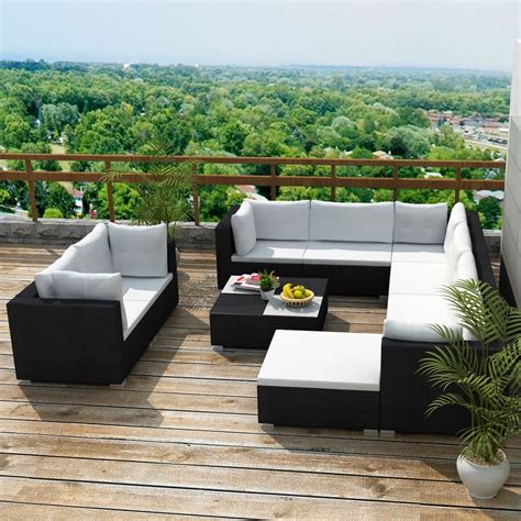 Vidaxl 32 Piece Garden Sofa Set Black Poly Rattanpoly Rattanrattan