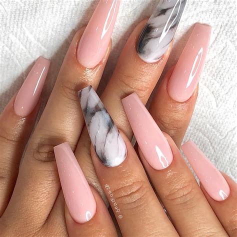 Simple Acrylic Coffin Nails Designs Ideas For Pink Nails