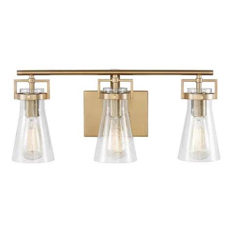 Generation Lighting Vess 3 Light Satin Brass Bathroom Vanity Light With Clear Seeded Glass