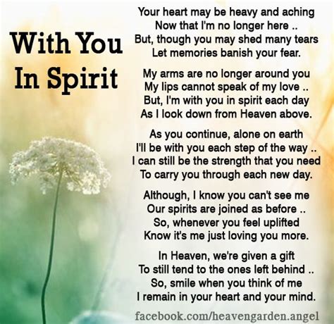In Memory Poems With You In Spirit Heavens Garden Memorial Poems