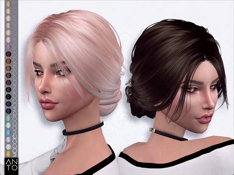 Created By Anto Anto Maggie Hairstyle Created For The Sims Messy Hairstyle With Bun