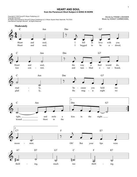Beginner piano music for kids printable free sheet music. Heart And Soul Sheet Music | Hoagy Carmichael | Lead Sheet / Fake Book