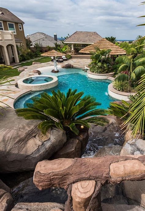 Materials Tropical Beach Entry Custom Swimming Pool With A Perimeter