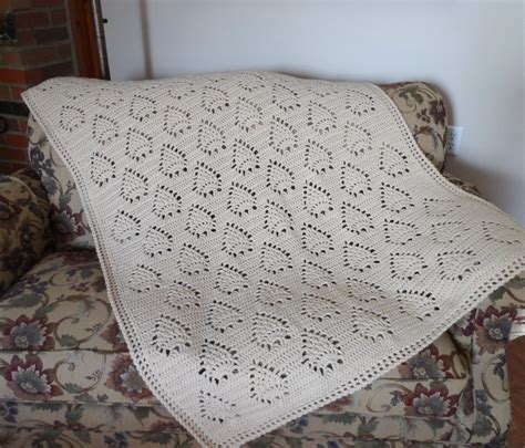 Crochet Blanket Afghan In Beige 45 X 65 Inch Pineapple By Pluinct