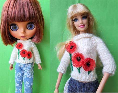 12inch Doll Clothes Blythe Doll Sweater With Poppy Flower Etsy Uk