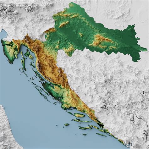 Reljefna Karta Hrvatske : croatia