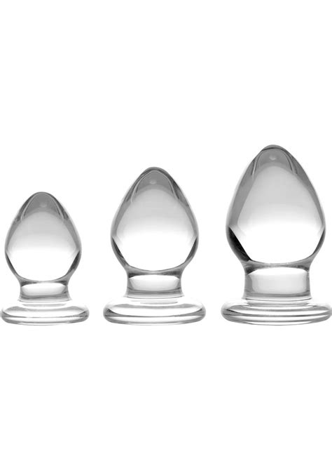 Prisms Erotic Glass Triplets Graduated Glass Anal Plug Set Clear Love Bound