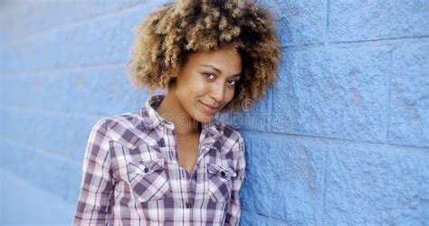 Black Woman Leaning Against Wall Stock Photo Image 68613025