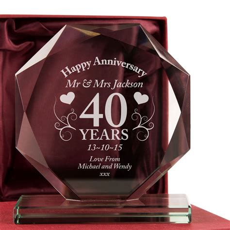 Engraved 40th Anniversary Glass T Ruby Anniversary Keepsake Free
