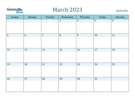 March 2023 Calendar With Australia Holidays