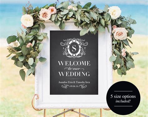 Printable Wedding Welcome Sign Chalkboard Reception Sign Customize