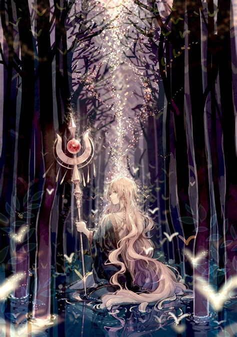 Anime Girl Original Forest Magic Long Hair Tree Wallpaper X