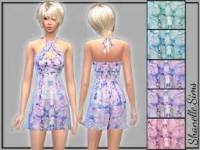 Halter Neck Floral Print Dress By Shanellesims At Tsr Sims 4 Updates