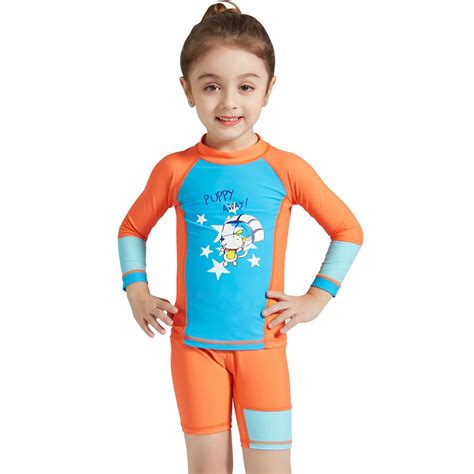 Diveandsail Girls Swimsuit Children Summer Long Sleeve Uv Upf50