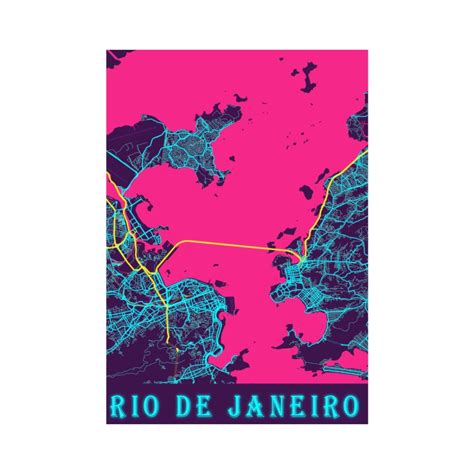 Rio De Janeiro Brazil Neon City Map Mens T Shirt Regular