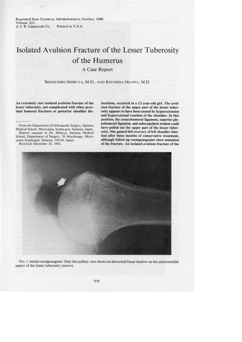Pdf Isolated Avulsion Fracture Of The Lesser Tuberosity Of The
