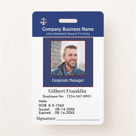 Employee Photo Signature Logo Name Custom Id Badge In 2021