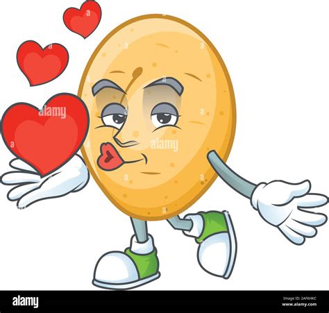 Happy Potato Cartoon Character Mascot With Heart Stock Vector Image