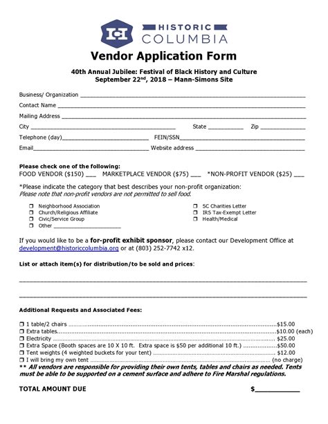 Free Vendor Application Template