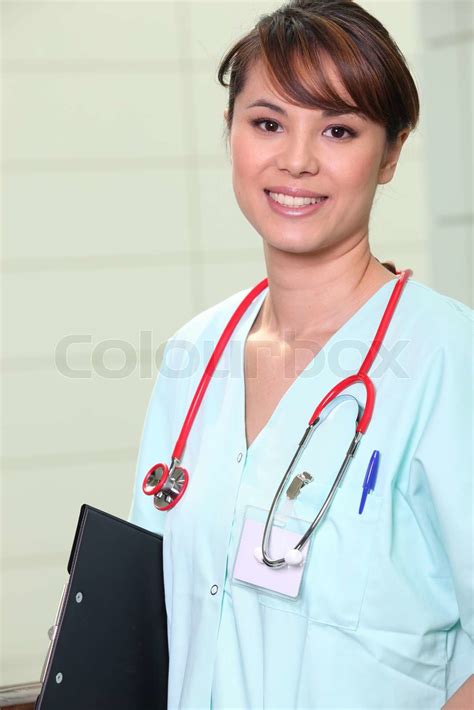 Krankenschwester Mit Clip Board Stock Bild Colourbox