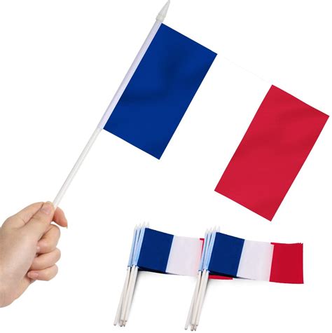 Anley France Mini Flag 12 Pack Hand Held Small Miniature French Flags