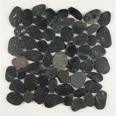 Black Pebble Tile Shaved Pebbles Series Natural Stone Mosaics