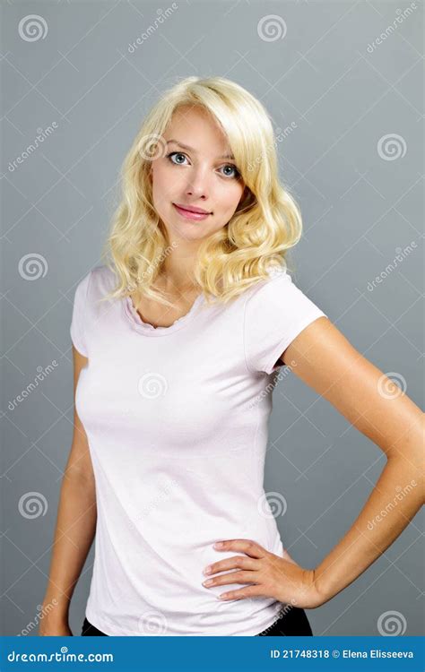 Young Blonde Woman Standing Stock Photo Image Of Caucasian People
