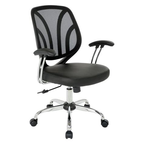 Office Star Products Black Faux Leather Screen Back Chair With Chrome
